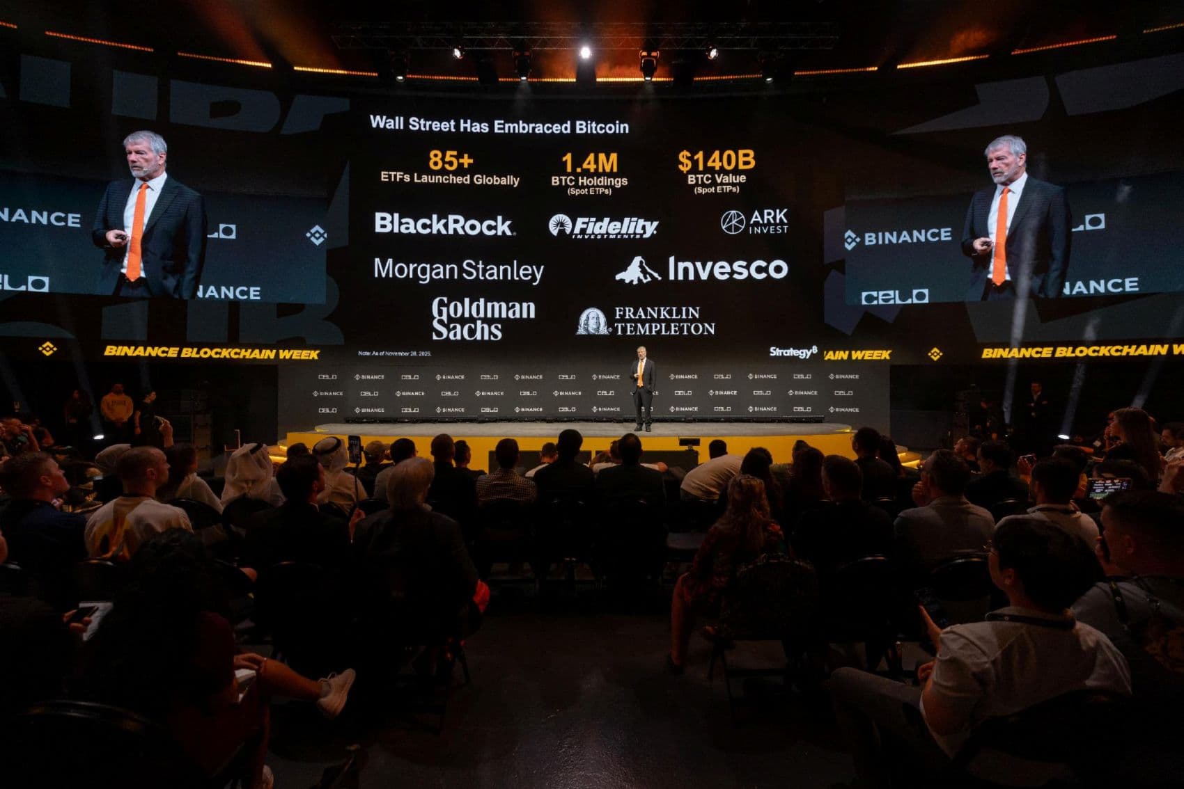 Michael Saylor Urges Investors to Embrace Bitcoin Volatility at Binance Blockchain Week Dubai