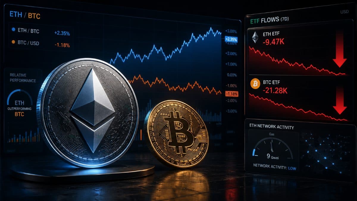 Ethereum Outperforms Bitcoin, But ETF Outflows and Low Gas Keep the Signal Incomplete