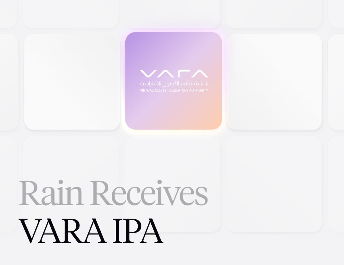 Rain VARA IPA for exchange, broker-dealer and margin trading services in Dubai