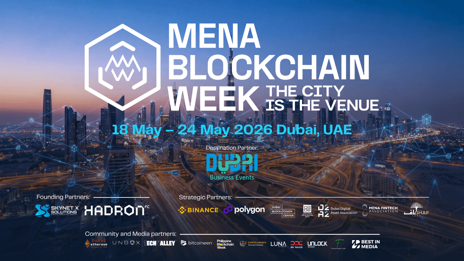دبي بأكملها تتحول إلى منصة بلوكتشين مع انطلاق أسبوع بلوكتشين مينا MENA Blockchain Week (MENABCW) 2026