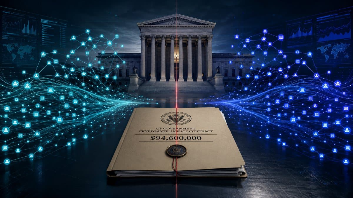 Competing blockchain intelligence networks converge on a $94.6 million federal contract before a US courthouse.