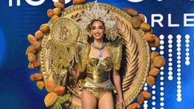 ملكة جمال تتألق بزيّ مستوحى من عملة البيتكوين الرقمية