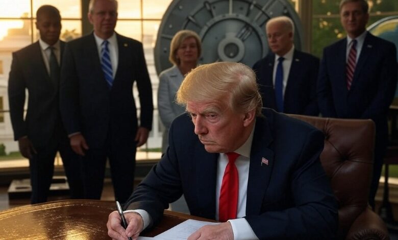 President Trump signing a crypto executive order to form a cryptocurrency working group