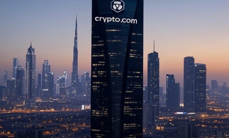 Crypto.com logo on Dubai building