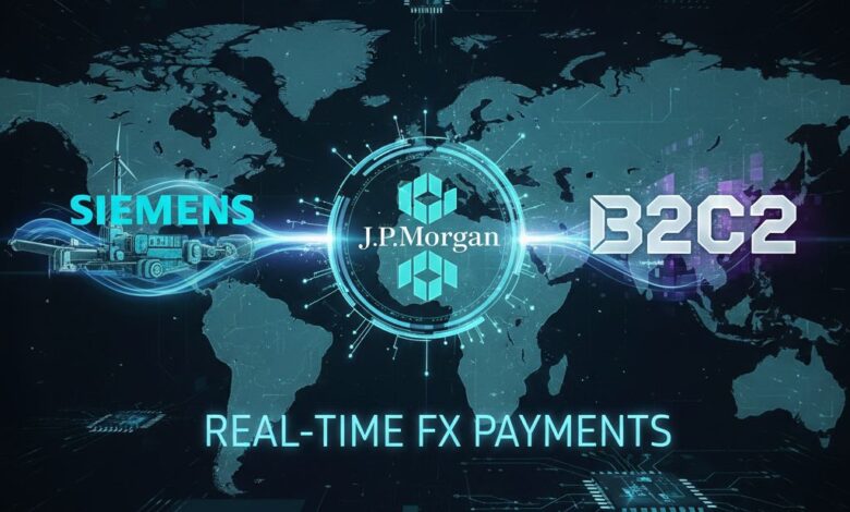 Siemens - JP Morgan blockchain payment network - B2C2 - real-time payments 24/7 - kinexys