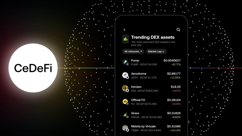 Screen showing DEX trading on CeDeFi OKX