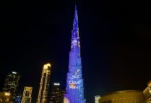 DU Entry into Bitcoin Mining announcement on Burj Khalifa