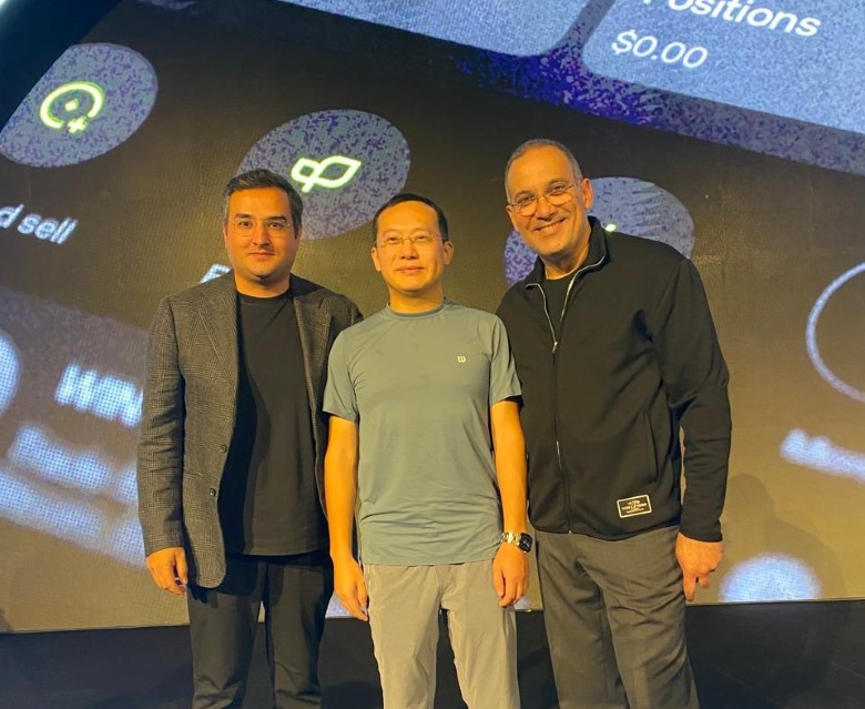 Rifad Mahasneh, Star Xu and Walid Abou Zaki during OKX MENA anniversary