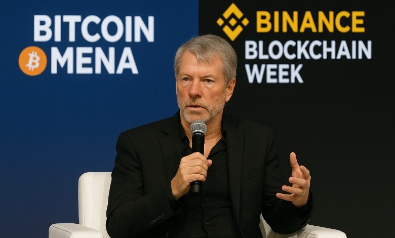 illustration-of-Saylor-on-Binance-Blockchain-week-and-Bitcoin-MENA.