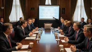 U.S. lawmakers and banking representatives and crypto firms discuss US stablecoin regulation and US crypto market structure during closed-door policy talks in Washington