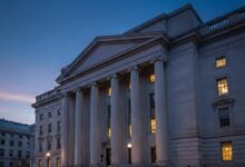 Office of the Comptroller of the Currency building in Washington, D.C., reflecting regulatory review of crypto bank charters applications.